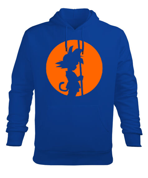 Tisho - Dragon Ball : Goku Saks Mavi Erkek Kapüşonlu Hoodie Sweatshirt