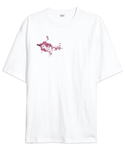 Tisho - Dragon - Cherry Blossom Sırt Baskılı Oversize Unisex Tişört