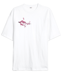 Dragon - Cherry Blossom Sırt Baskılı Oversize Unisex Tişört - Thumbnail