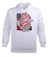 Dragon - Ejderha Beyaz Erkek Kapüşonlu Hoodie Sweatshirt - Tisho