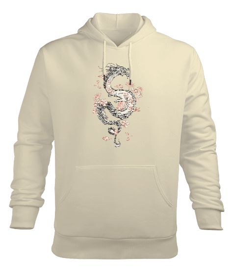 Tisho - Dragon Flowers Erkek Kapüşonlu Hoodie Sweatshirt