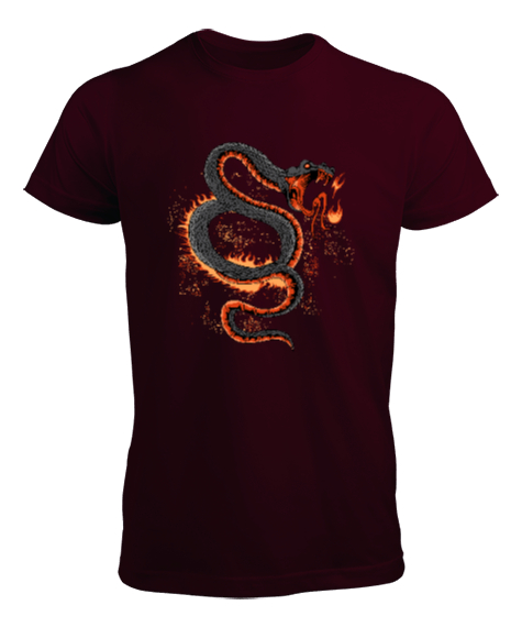 Tisho - Dragon Snake - Ejderha Yılan Bordo Erkek Tişört