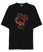 Dragon Snake - Ejderha Yılan Siyah Oversize Unisex Tişört - Tisho