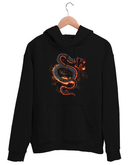 Tisho - Dragon Snake - Ejderha Yılan Siyah Unisex Kapşonlu Sweatshirt