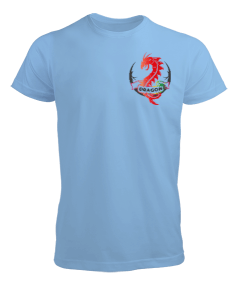 Tisho - Dragon Tasarım Buz Mavisi Erkek Tişört