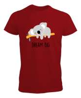 Dream Big - Uyuyan Sevimli Koala Kırmızı Erkek Tişört - Tisho