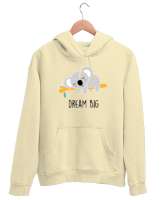Dream Big - Uyuyan Sevimli Koala Krem Unisex Kapşonlu Sweatshirt - Tisho
