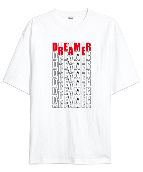 Tisho - Dreamer - Hayalperest Beyaz Oversize Unisex Tişört