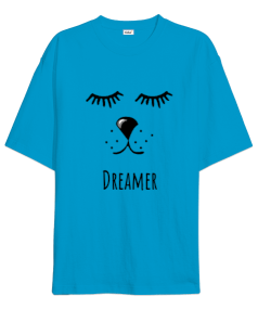 Dreamer köpek temalı Oversize Unisex Tişört - Thumbnail