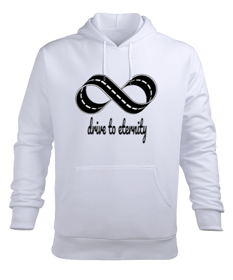 Tisho - Drive To Eternity - Erkek Kapşonlu Hoodie Beyaz Erkek Kapüşonlu Hoodie Sweatshirt