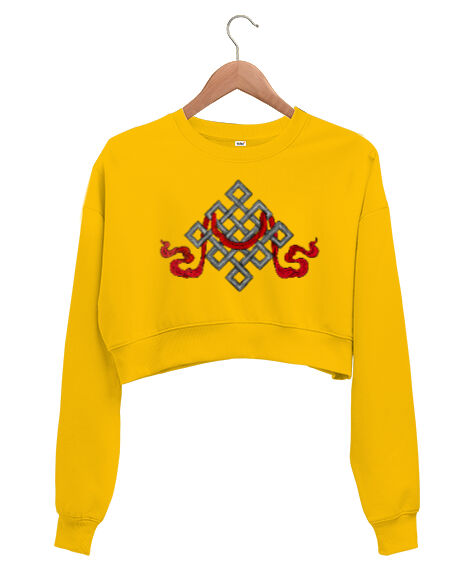 Tisho - Düğüm Otantik Sarı Kadın Crop Sweatshirt