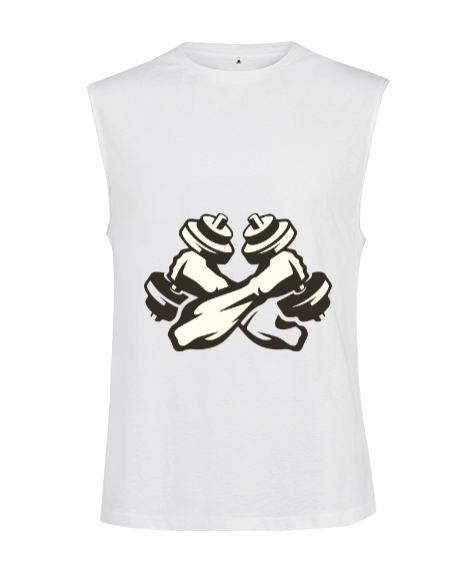 Tisho - Dumbell Figürlü Kesik Kol Unisex Tişört