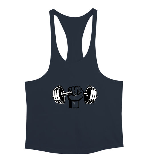 Tisho - Dumbell kaslı yumruk fitness motivasyon Füme Erkek Tank Top Atlet