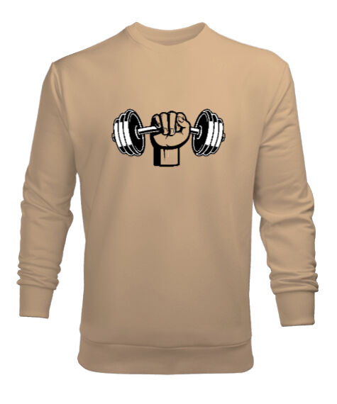Tisho - Dumbell yumruk fitness motivasyon Camel Erkek Sweatshirt