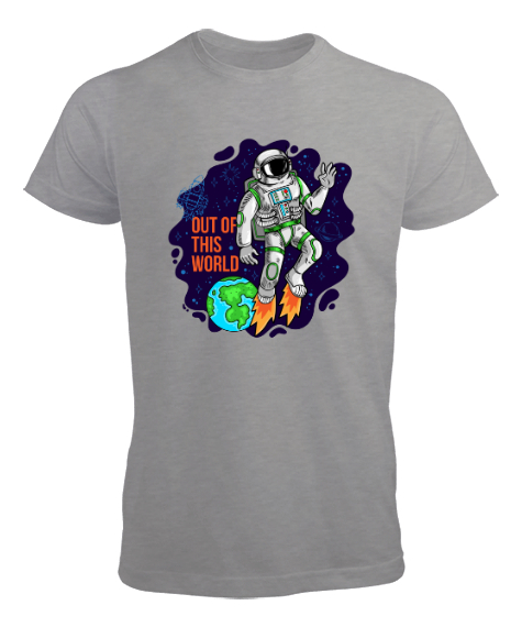 Tisho - Dünya Dışında - Astronot Gri Erkek Tişört