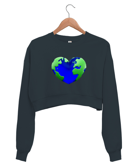 Tisho - Dünya Füme Kadın Crop Sweatshirt