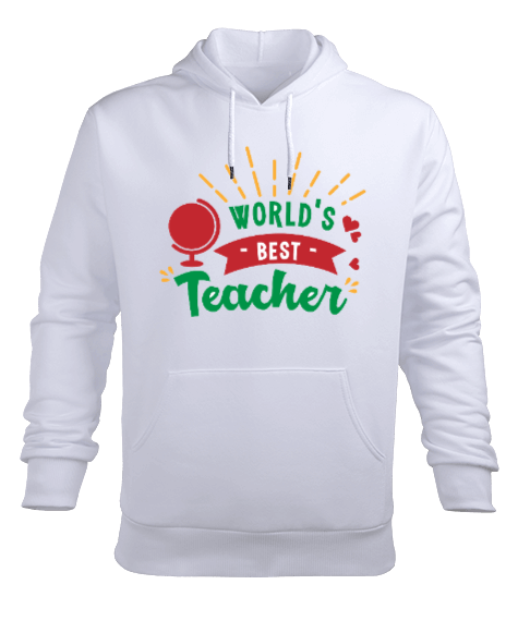 Tisho - Dünyanın en iyi öğretmeni Erkek Kapüşonlu Hoodie Sweatshirt