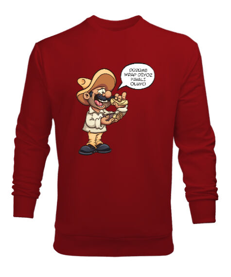 Tisho - Dürüm, Wrap - Komik Kırmızı Erkek Sweatshirt