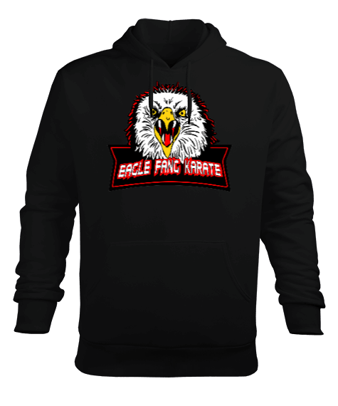 Tisho - Eagle Fang Dojo Karate Karate Kid Cobra Kai Siyah Erkek Kapüşonlu Hoodie Sweatshirt