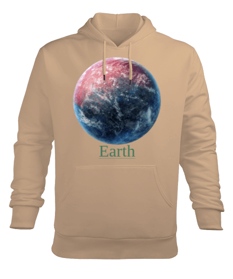Earth Erkek Kapüşonlu Hoodie Sweatshirt