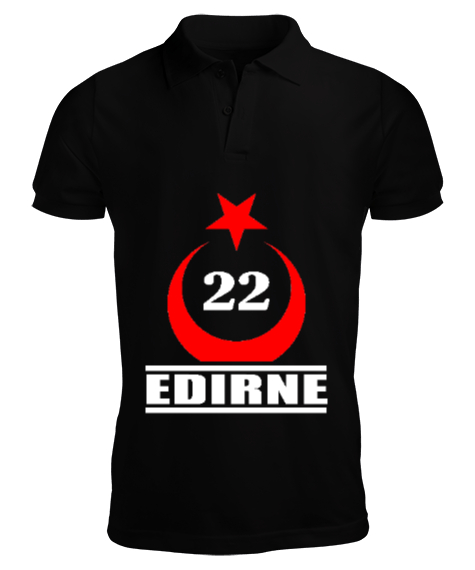 Edirne şehir,Türkiye,Türkiye bayrağı. Siyah Erkek Kısa Kol Polo Yaka - Tisho