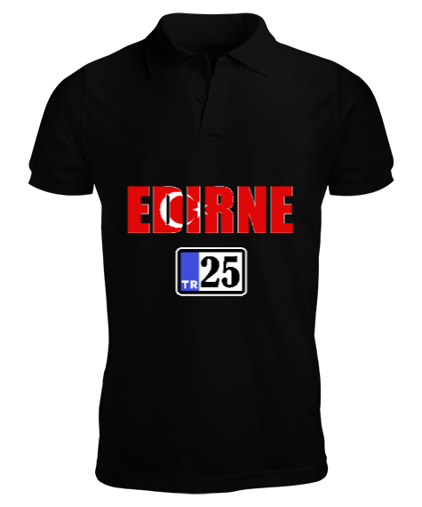 Edirne şehir,Türkiye,Türkiye bayrağı. Siyah Erkek Kısa Kol Polo Yaka - Tisho