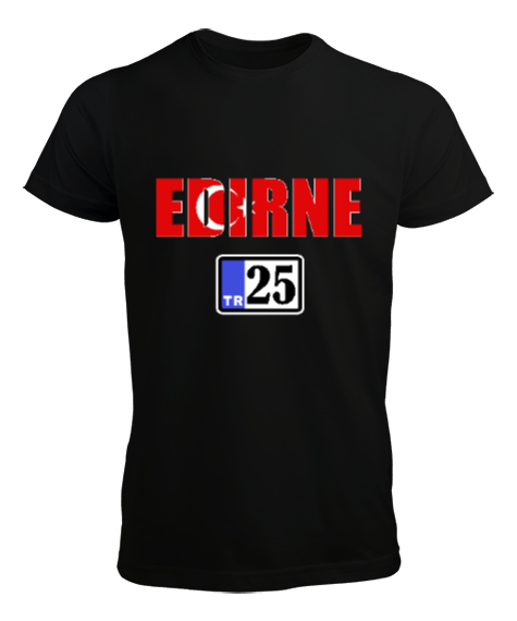 Edirne şehir,Türkiye,Türkiye bayrağı. Siyah Erkek Tişört - Tisho