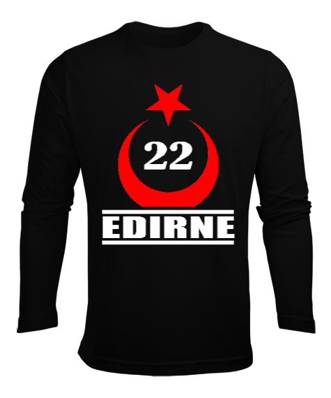 Tisho - Edirne şehir,Türkiye,Türkiye bayrağı. Siyah Erkek Uzun Kol Yazlık Tişört