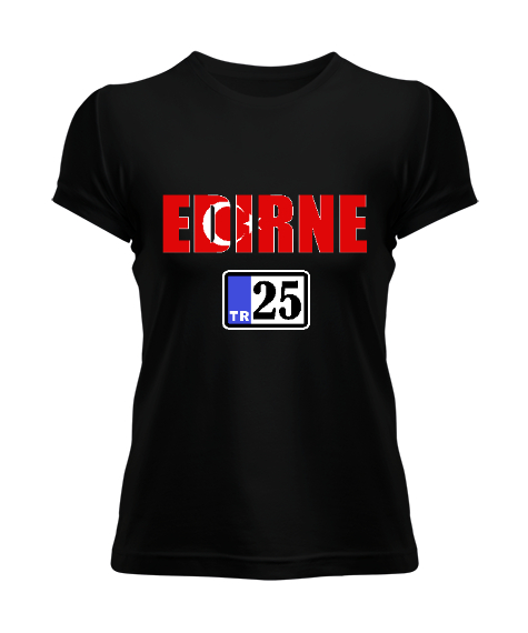 Edirne şehir,Türkiye,Türkiye bayrağı. Siyah Kadın Tişört - Tisho