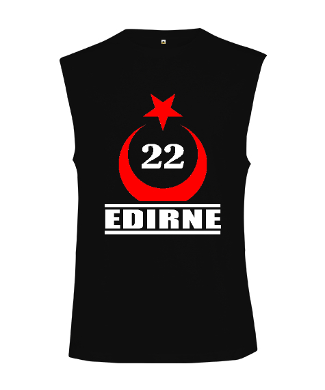 Edirne şehir,Türkiye,Türkiye bayrağı. Siyah Kesik Kol Unisex Tişört - Tisho