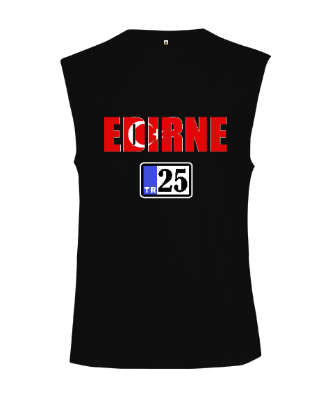 Edirne şehir,Türkiye,Türkiye bayrağı. Siyah Kesik Kol Unisex Tişört - Tisho