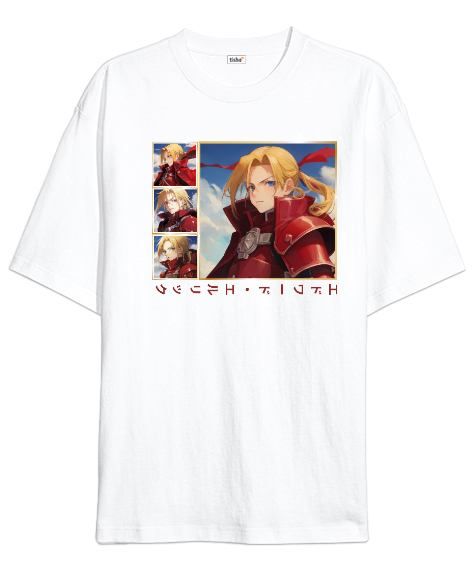 Tisho - Edward Elric Beyaz Oversize Unisex Tişört