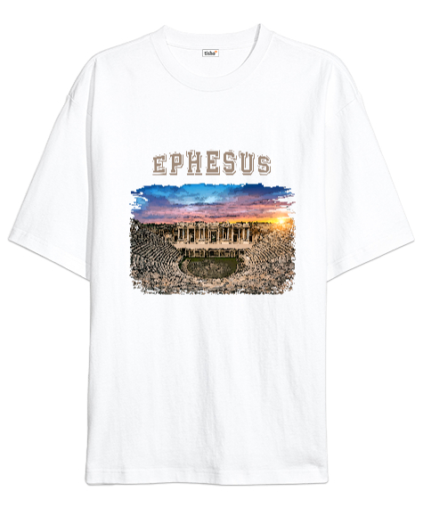 Tisho - Efes Beyaz Oversize Unisex Tişört