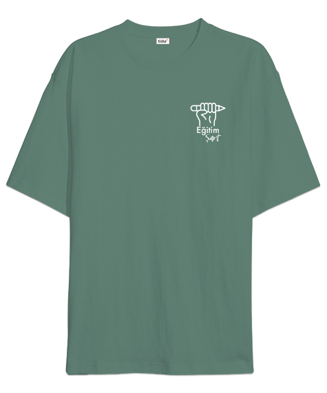Tisho - Eğitim Şart Çağla Yeşili Oversize Unisex Tişört