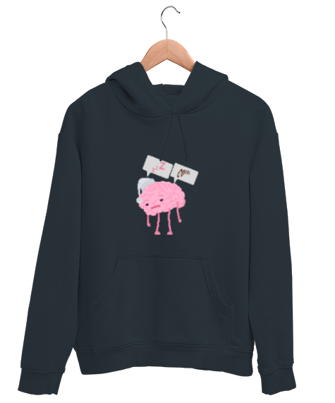 Tisho - Eğlenceli Beyin Karakteri Füme Unisex Kapşonlu Sweatshirt