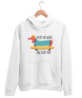 Eğlenen Sevimli Köpek - Scooter Beyaz Unisex Kapşonlu Sweatshirt - Tisho