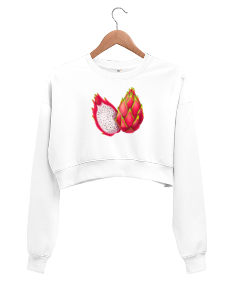 Tisho - Ejder meyvesi Beyaz Kadın Crop Sweatshirt