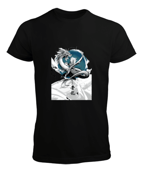 Tisho - Ejder ve samuray tasarımlı anime Erkek Tişört
