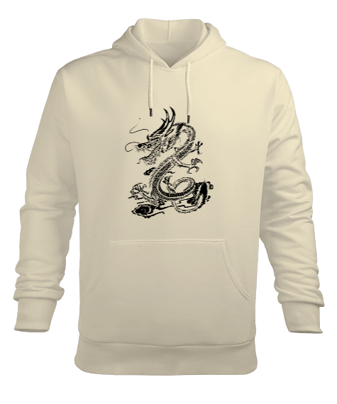 Tisho - Ejderha baskı Erkek Kapüşonlu Hoodie Sweatshirt