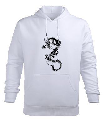 Ejderha Baskılı Erkek Kapüşonlu Hoodie Sweatshirt - Tisho