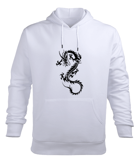 Tisho - Ejderha Baskılı Erkek Kapüşonlu Hoodie Sweatshirt