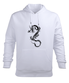 Ejderha Baskılı Erkek Kapüşonlu Hoodie Sweatshirt - Tisho