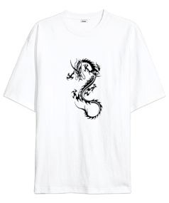 Ejderha Baskılı Oversize Unisex Tişört - Tisho