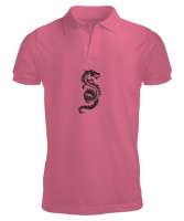 EJDERHA DESEN BASKILI Pembe Erkek Kısa Kol Polo Yaka - Tisho