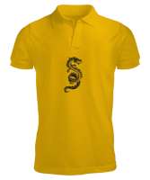 EJDERHA DESEN BASKILI Sarı Erkek Kısa Kol Polo Yaka - Tisho