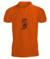 EJDERHA DESEN BASKILI Turuncu Erkek Kısa Kol Polo Yaka - Tisho