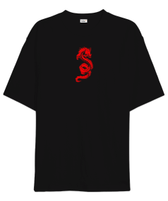 ejderha desenli Oversize Unisex Tişört - Tisho