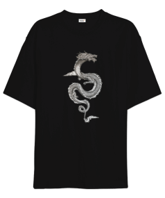 ejderha desenli Oversize Unisex Tişört - Tisho