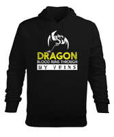 Ejderha - Dragon Siyah Erkek Kapüşonlu Hoodie Sweatshirt - Tisho
