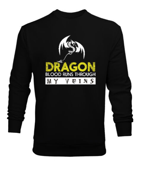 Tisho - Ejderha - Dragon Siyah Erkek Sweatshirt